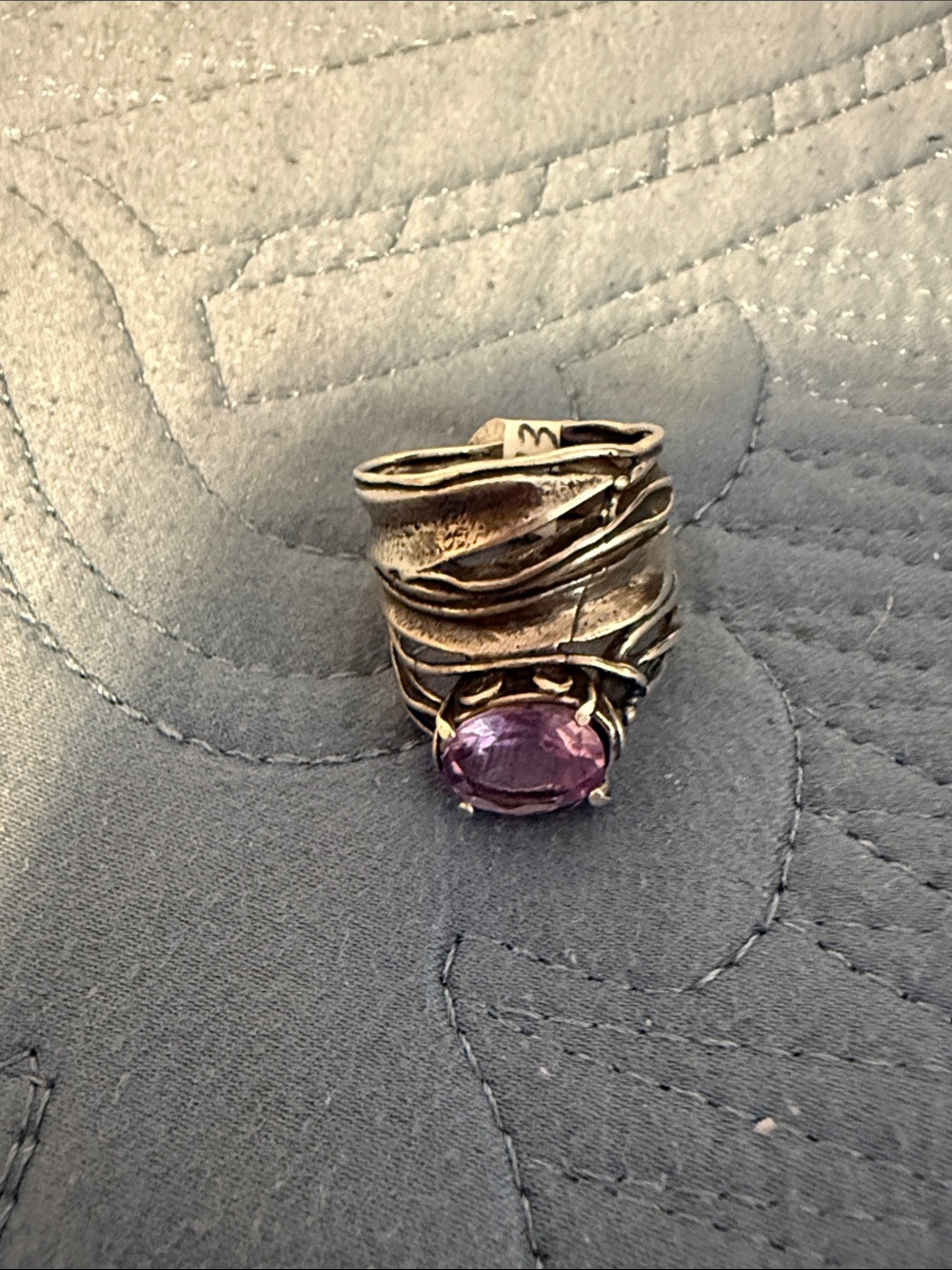 💜925 Israel Artisan Wrap Ring with Purple Gemstone